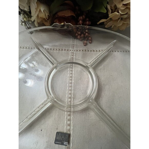 Vintage Mikasa Glass Serving Dish – Clear Glass with Goldtone Accents – 16 Inch - Picture 4 of 8